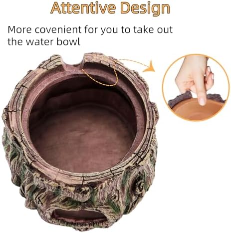 Reptile Hide Cave with Detachable Base, Humidity Dish