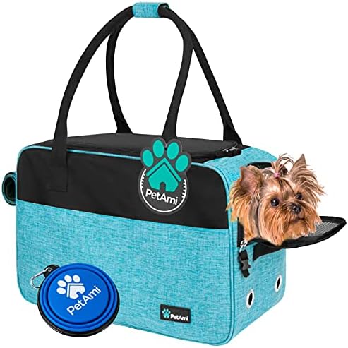 PetAmi Small Dog Purse Carrier with Pockets, Airline Approved, Turquoise