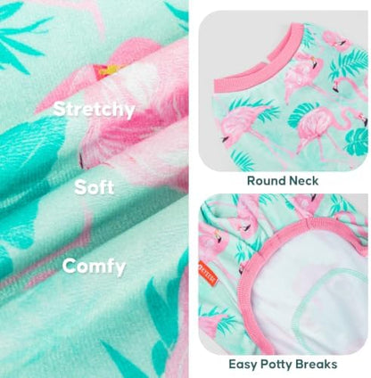 KYEESE Velvet Dog Pajamas for Medium Large Dogs Soft Onesie, Flamingo