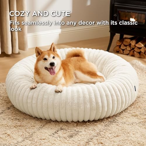 Bedsure ComfyFleece™ Donut Dog Beds Large Sized Dog with Washable Cover