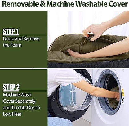 Orthopedic Washable Dog Bed for Large Dogs, 36x27in, Dark Green