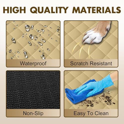 Waterproof Dog Backseat Cover for Cars, Non-Slip Pet Seat Protector, Khaki