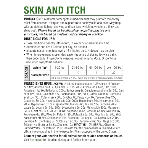 HomeoPet Skin and Itch, Skin Soother for Dogs and Cats, 15 Milliliters