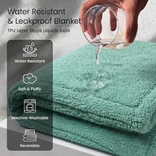 Green Dog Blanket for Pet Bed Cover Reversible Waterproof Puppy Fleece Blankets Leakproof Sofa Couch Cover Doggie Cat Pet Blanket for Warm Fluffy Washable Mat-Green,XL