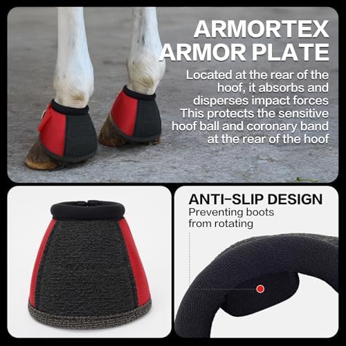 GEOSO Bell Boots for Horses,Ballistic Overreach Horse Boots | Superb Protection, Durability&Comfort,360 Degree Wrap