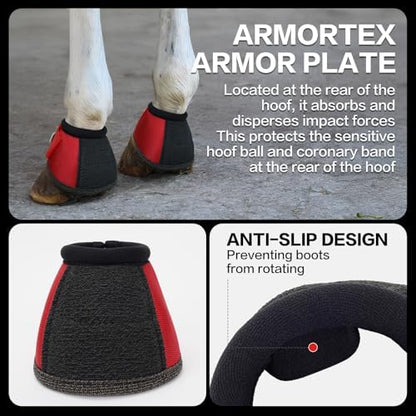 GEOSO Bell Boots for Horses,Ballistic Overreach Horse Boots | Superb Protection, Durability&Comfort,360 Degree Wrap