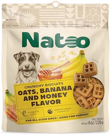 NATOO Dog Treats, Oats Banana and Honey, Small Dogs & Puppies, 8oz
