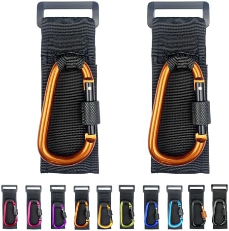 [Upgrade]Baby Stroller Hook with Locking, Carry 30 lbs per Stroller Clip, Baby Stroller Accessories & Car Seat Hook for Hanging Diaper Bag, Golf, Shopping and Pet Cart(2 Pcs + Nylon + Orange)