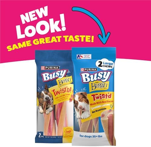 Purina Busy with Beggin Twisted Large Dog Treats, 2 ct. Pouch, Pack of 6
