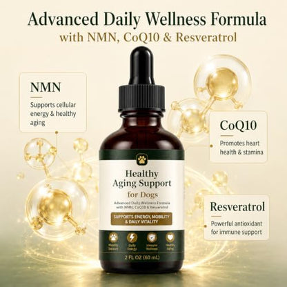 Dog Longevity Supplement with NMN (a Precursor to NAD+), CoQ10, Resveratrol