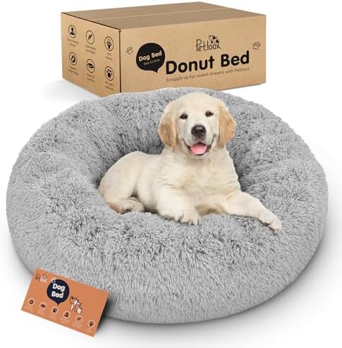Calming Donut Dog Bed for Small Dogs, Round Dog Bed for Medium & Large Dogs
