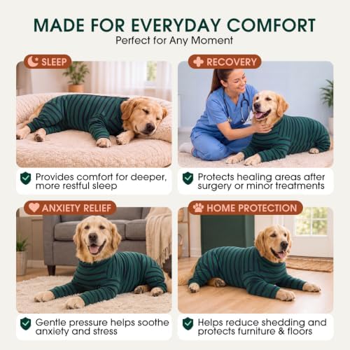 Kuoser Dog Recovery Suit, Anti-Licking Pajamas for Wounds