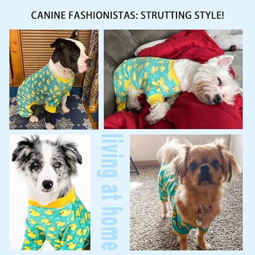Paiaite Dog Pajamas Onesie: Comfortable Four-Legged Apparel for Small, Medium, & Large Dogs, Polyester Material for Comfort, Wrinkle Resistance, Moisture Wicking, and Stretchiness Yellow Duck 3XL