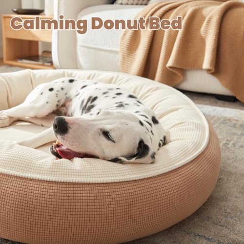 36 inches Soft Touch Fleece Donut Dog Bed for Large Dogs,Brown