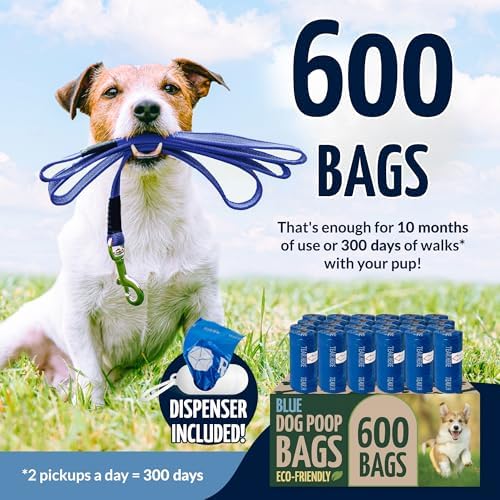 Reli. Biodegradable Dog Poop Bags Rolls (600 Pack, 40 Rolls) | Blue