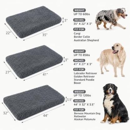Orthopedic Memory Foam Dog Bed X-Large Crate Pad 44 x 32 Inch Dark Gray