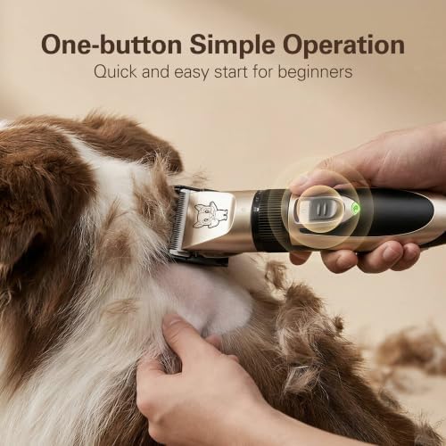 Highdas Dog Clippers for Grooming Low Noise, Cordless Electric Dog Grooming Kit Clippers Rechargeable, Quiet Dog Shaver, Pet Hair Trimmer Kit for Dogs & Cats (Red)