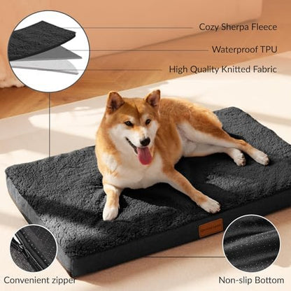 Patas Lague Orthopedic Medium Dog Bed Washable Pet Sofa Mat 30''X20''Black