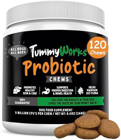 TummyWorks Probiotics for Dogs, Probiotics Chews for Digestive & Gut Health