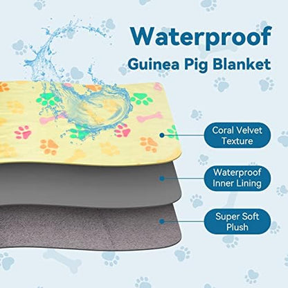 YUEPET 3 Pack Waterproof Guinea Pig Blankets, Fleece Cage Liners, L