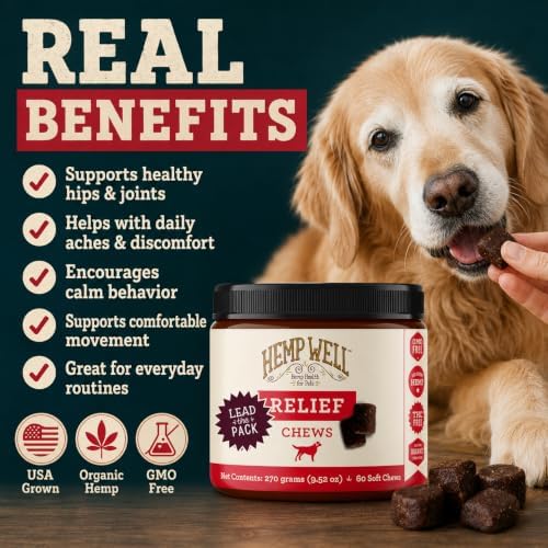 Hemp Well Relief Dog Soft Chews with Organic Hemp, Joint Support, 60-Count