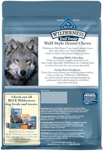 Blue Buffalo Wilderness Medium Dog Dental Chews, Grain-Free, 27 oz