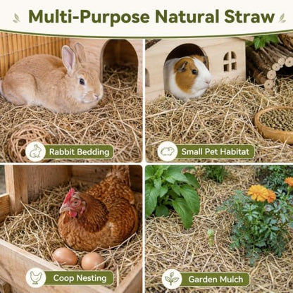 MAQIHAN 10.95 OZ Natural Straw Bedding - Organic Straw Mulch for Rabbits
