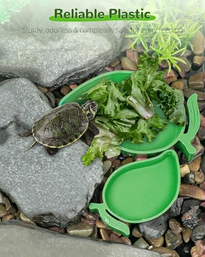 Pawfly 2 Pcs Reptile Water Bowl, Tortoise Water Dish, Food & Water Feeder, Cute Mango Feeding Dish, Tortoise Habitat Accessories for Turtle, Gecko, Bearded Dragon & Lizard, 2 Sizes
