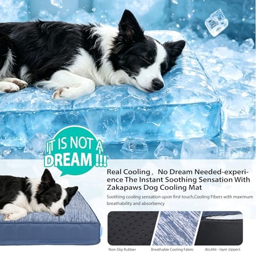 Cooling Dog Bed for Medium Dogs, QMAX>0.5 Waterproof Pet Beds