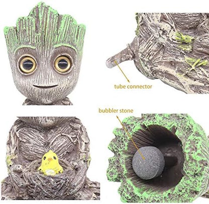 Ulifery Baby Tree Groot Fish Tank Decorations with Bubbler Toy Air Ornament Figurines Aerating Aquarium Decorations