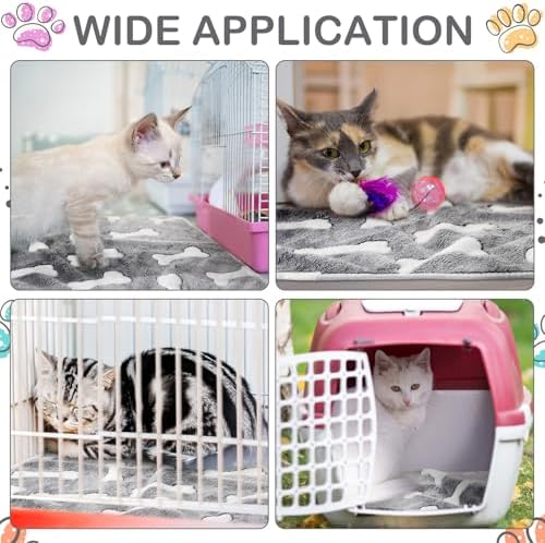 Reginary 4 Pcs Guinea Pig Fleece Cage Liners, Gray Bones, 24 x 16 Inch