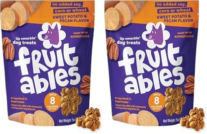 Fruitables Baked Dog Treats, Healthy Pumpkin Treat for Dogs, Low Calorie & Delicious, Free of Wheat, Corn and Soy, Made in the USA, Sweet Potato and Pecan Flavor, 7oz (Pack of 2)