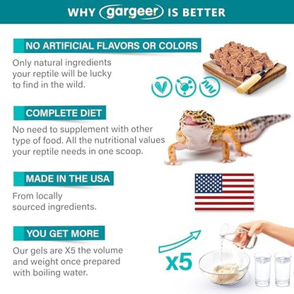 Gargeer 3oz Leopard Gecko Food. All Stages Complete Gel Diet, Made in USA