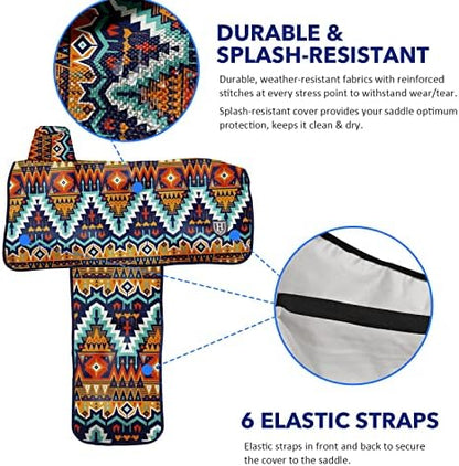 Harrison Howard Sturdy Waterproof Western Saddle Cover with Stylish Prints that Stand Out Keep Your Saddle in Pristine Condition Perfect for Showing or Riding Events-Tribal Vibe