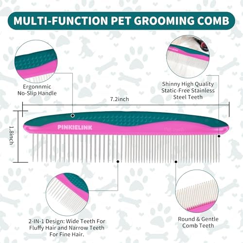 Pet Grooming Scissors Kit, Dog Grooming Shears with Stainless Steel Rounded Tip Blades for Safe Fur Trimming for Dog, Cat, Includes Pet Comb (Set of 3)