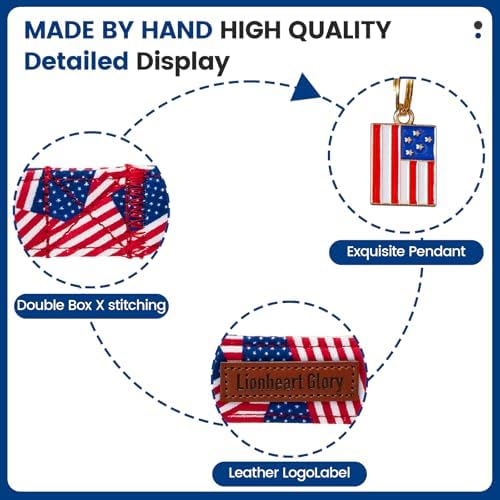 Lionheart glory American Flag Dog Collar - 4th of July Patriotic Independence Day Dog Collar Soft Adjustable for X-Small Dogs Pet Summer Collars Cute Collars