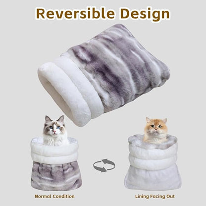 Cat Sleeping Bag, Puppy Sleeping Bag, Warm Pet Sleep Sack, Plush Pet Bed Mat, Washable Hideout Cave for Cat and Small Dog