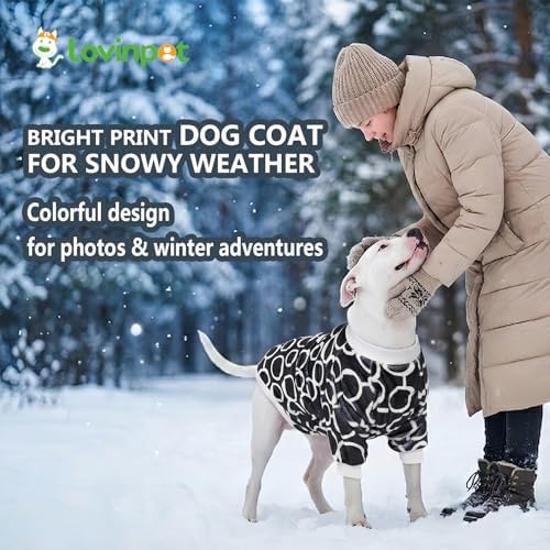 LovinPet Flannel Dog Coat, Winter Dog Coat, Freehand Black White, L