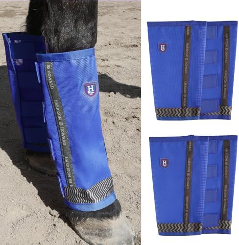 Harrison Howard Loose-Fitting Horse Fly Boots UV-Protective, Durable Fine Mesh Leggins with Reflective Strips (Set of 4)