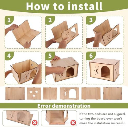 Wooden Guinea Pig House – Natural Wood Hideout for Chinchilla