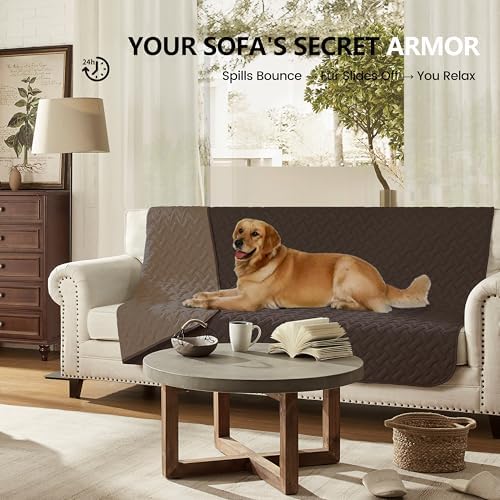 gogobunny 100% Double Sided Waterproof Dog Blanket Soft Pet Bed Cover Reversible Protect Furniture Couch Sofa Car for Puppy Cat (Dark Coffee/Light Coffee, 82x102 Inch (Pack of 1))