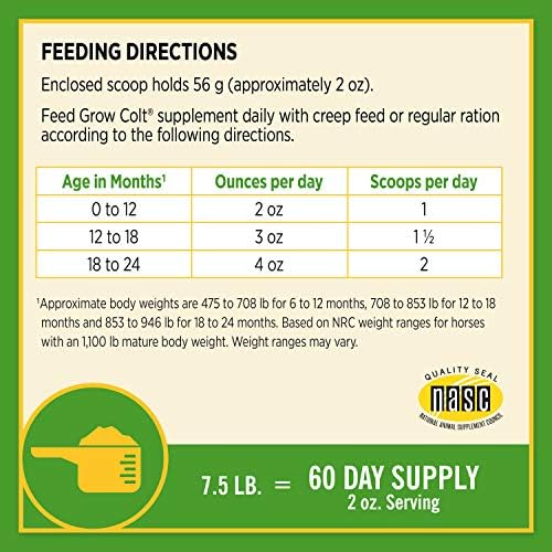 Farnam Grow Colt Supplement for Foal Growth & Development, 60 Day Supply