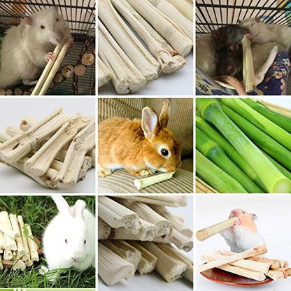 BWOGUE 500g Sweet Bamboo Chews for Rabbits, Rabbit Chew Toys Bamboo Sticks