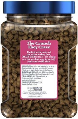 Blue Buffalo Wilderness Crunchy Cat Treats, Made with Natural Ingredients, Tasty Salmon Flavor, 12-oz Tub (Pack of 4)