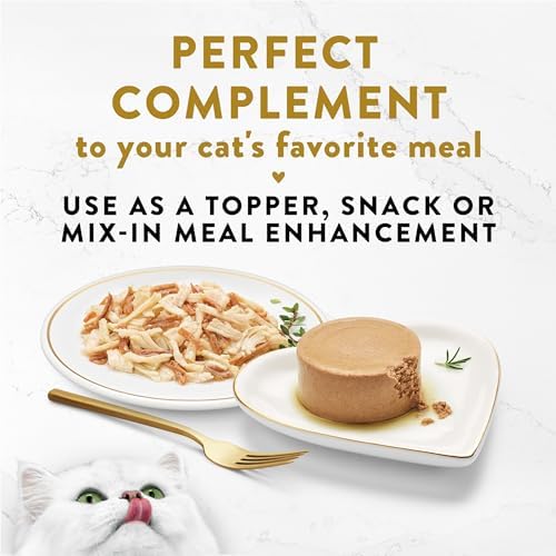PURINA Fancy Feast Appetizers Lickable Grain Free Cat Food Topper White Meat Chicken and Shredded Beef Appetizer - (Pack of 10) 1.1 oz. Trays