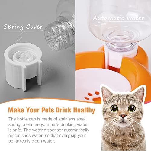 Dog Bowls, Cat Food and Water Bowl Set with Water Dispenser and Stainless Steel Bowl for Cats and Small Dogs - Orange