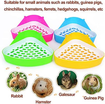 kathson Triangle Potty Trainer Corner Bunny Toilet Guinea Pig Litter Bedding Plastic Box Pet Pan for Rabbit Chinchilla Hamster Ferret Small Animal (Green)