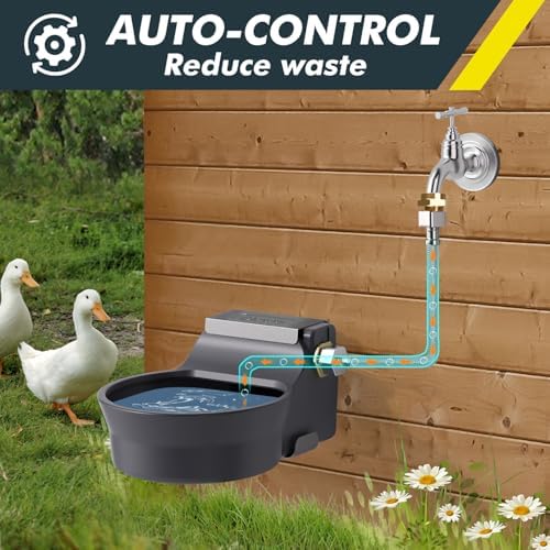 67OZ Automatic Water Dispenser for Dogs Patented Auto-Filling Dog Water Bowl Dispenser Wall-Mount Saving Space Outdoor Automatic Dog Water Feeder Includes Fixed Part Copper Connector 3/4'' Water Hose