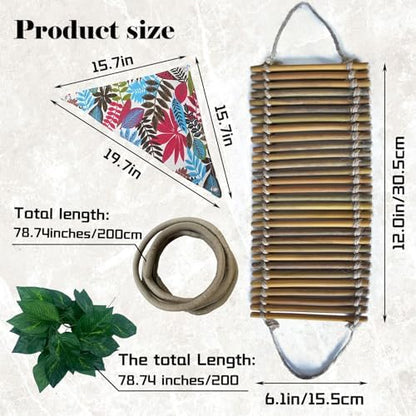 Reptile Bamboo Climbing Bridge,Lizard Ladder Hammock Bridge Bearded Dragon Hanging Bamboo Ladder Lounger Lizard Hammock Terrarium Vines Decor Reptile Habitat Tank Accessories for Chameleon Gecko