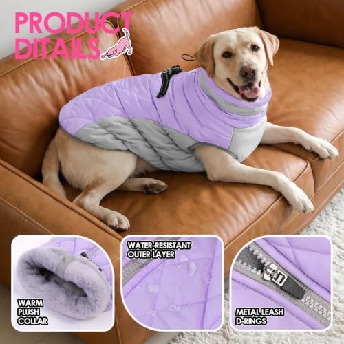 AOFITEE Dog Coat for Extra Large Dogs Warm Dog Winter Jacket with Harness